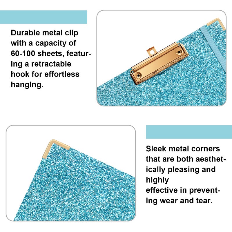 EYROZILL Clipboard Folio with Storage Pocket Refillable Lined Notepad Spiral Clipboards Blue - Image 5